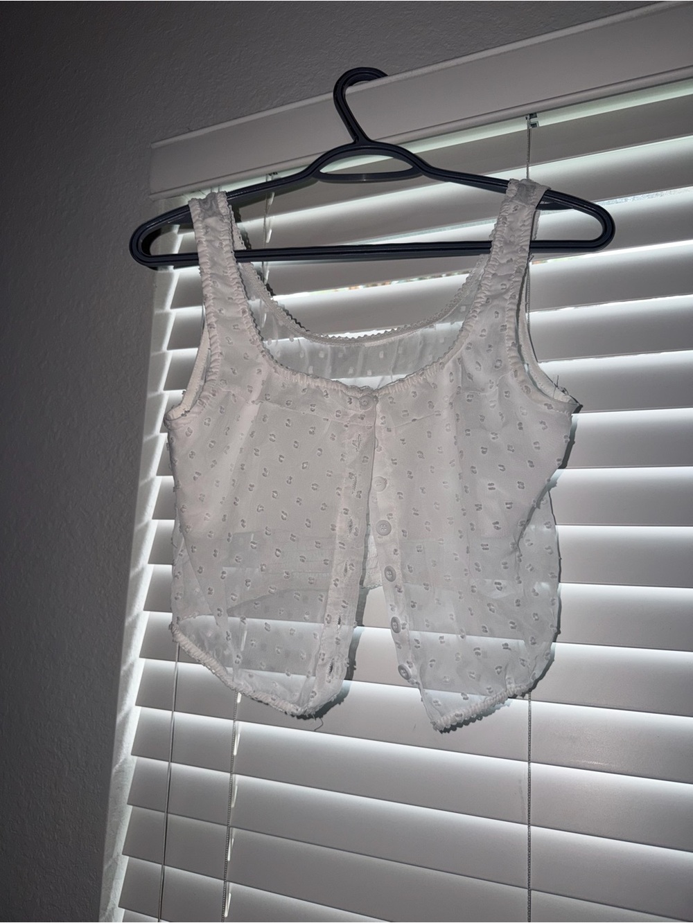 White Eyelet Crop Tank Top - Women